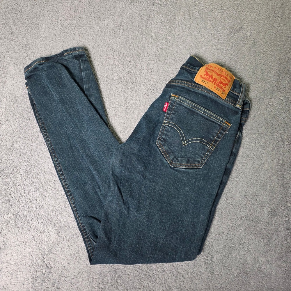 Levi's Mens W28 L27 511 Slim Fit Jeans Dark Wash Indigo Denim Pants